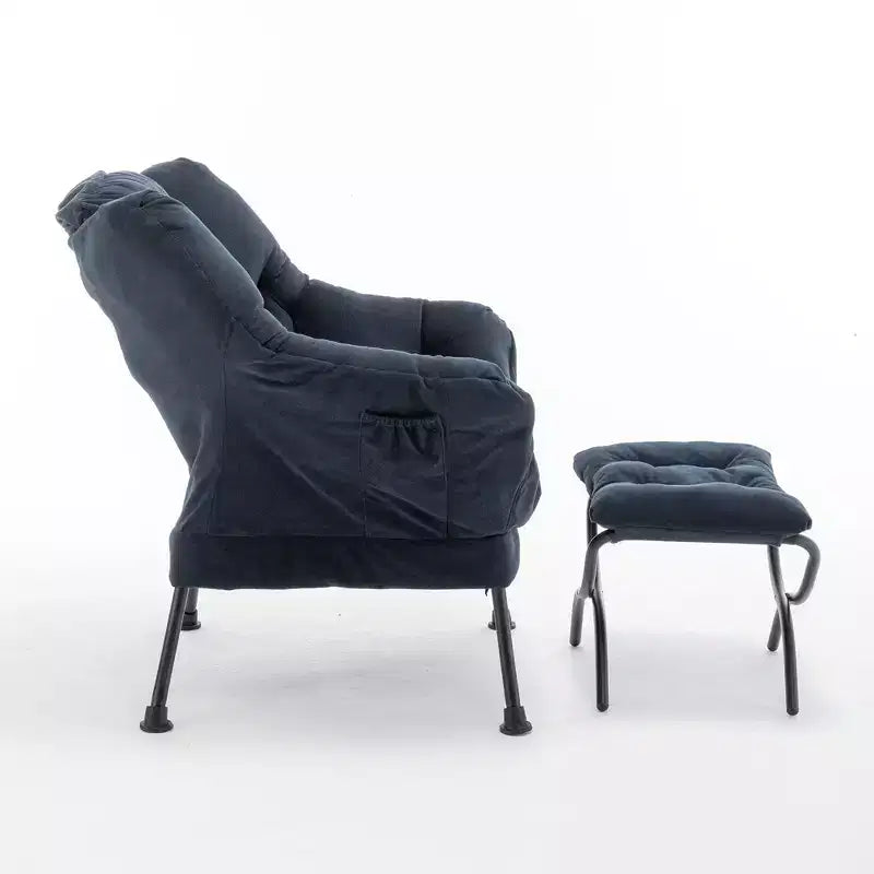 Fauteuil de salon inclinable moderne Okak avec pouf repose-pieds, fauteuil de loisirs confortable pour salons, zones de détente