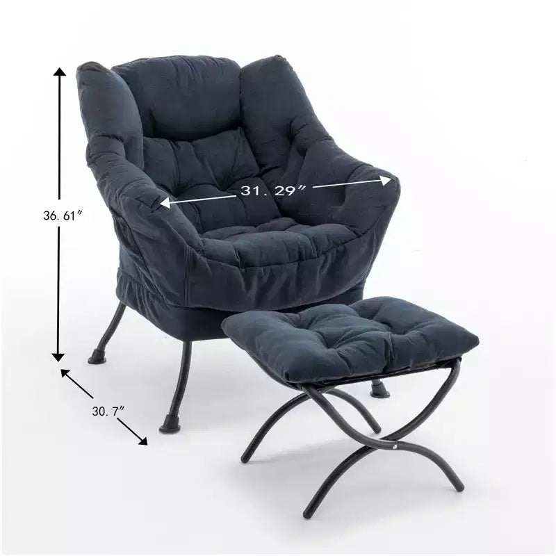 Fauteuil de salon inclinable moderne Okak avec pouf repose-pieds, fauteuil de loisirs confortable pour salons, zones de détente