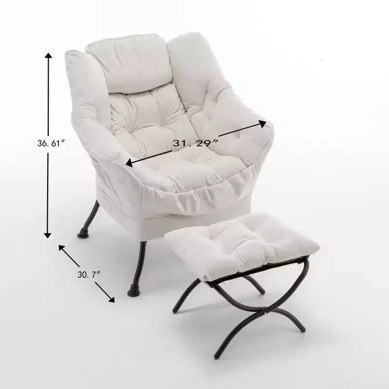 Fauteuil de salon inclinable moderne Okak avec pouf repose-pieds, fauteuil de loisirs confortable pour salons, zones de détente