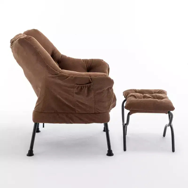 Fauteuil de salon inclinable moderne Okak avec pouf repose-pieds, fauteuil de loisirs confortable pour salons, zones de détente