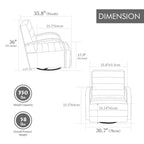 Fauteuil de salon pivotant rembourré Okak Mid-Century avec accoudoirs en bois massif, fauteuil d'appoint décontracté pour salons, espaces de détente