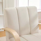 Fauteuil de salon pivotant rembourré Okak Mid-Century avec accoudoirs en bois massif, fauteuil d'appoint décontracté pour salons, espaces de détente