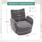 Fauteuil pivotant Okak en tissu rayé, style Mid-Century, au design esthétique, fauteuil d'appoint décontracté pour salons et espaces de détente