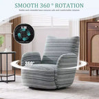 Fauteuil pivotant Okak en tissu rayé, style Mid-Century, au design esthétique, fauteuil d'appoint décontracté pour salons et espaces de détente