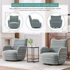 Fauteuil pivotant Okak en tissu rayé, style Mid-Century, au design esthétique, fauteuil d'appoint décontracté pour salons et espaces de détente