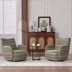 Fauteuil pivotant Okak en tissu rayé, style Mid-Century, au design esthétique, fauteuil d'appoint décontracté pour salons et espaces de détente