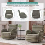 Fauteuil pivotant Okak en tissu rayé, style Mid-Century, au design esthétique, fauteuil d'appoint décontracté pour salons et espaces de détente