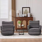 Fauteuil pivotant Okak en tissu rayé, style Mid-Century, au design esthétique, fauteuil d'appoint décontracté pour salons et espaces de détente