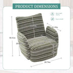 Fauteuil pivotant Okak en tissu rayé, style Mid-Century, au design esthétique, fauteuil d'appoint décontracté pour salons et espaces de détente