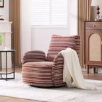 Fauteuil pivotant Okak en tissu rayé, style Mid-Century, au design esthétique, fauteuil d'appoint décontracté pour salons et espaces de détente