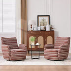 Fauteuil pivotant Okak en tissu rayé, style Mid-Century, au design esthétique, fauteuil d'appoint décontracté pour salons et espaces de détente