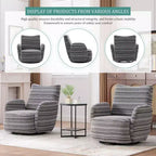 Fauteuil pivotant Okak en tissu rayé, style Mid-Century, au design esthétique, fauteuil d'appoint décontracté pour salons et espaces de détente