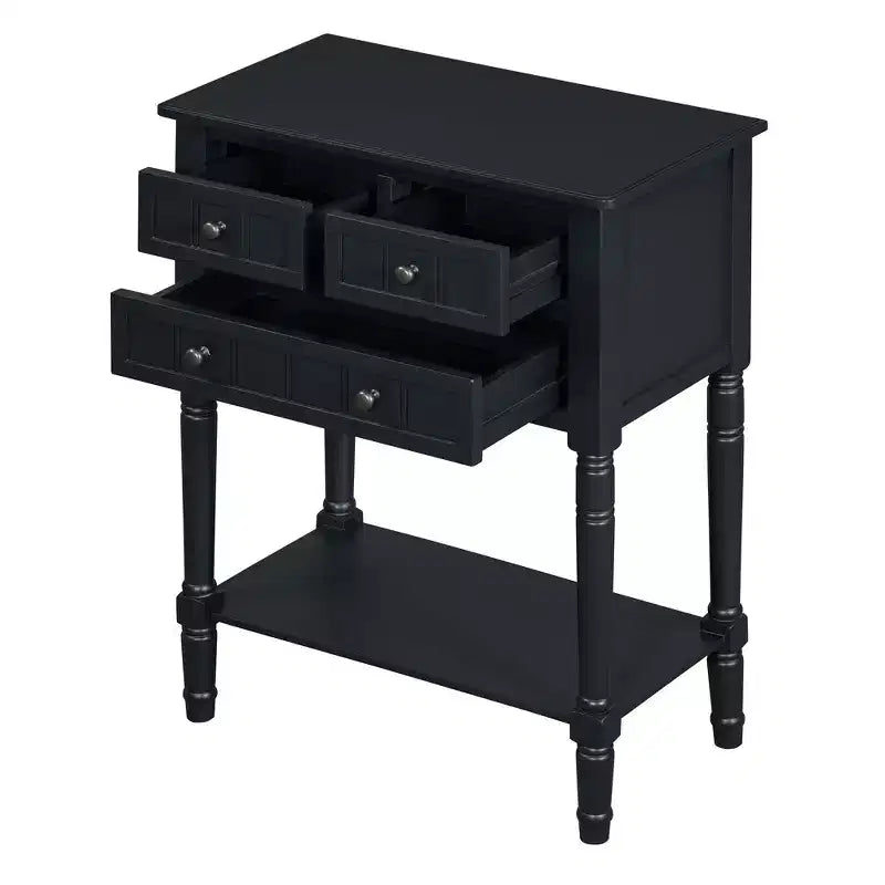 Table console étroite rétro Okak 23,7 po, table d'entrée avec trois tiroirs de rangement et étagère inférieure, table de couloir pour salon, entrée