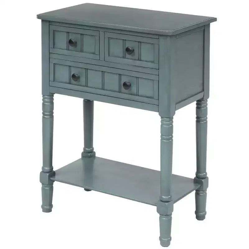 Table console étroite rétro Okak 23,7 po, table d'entrée avec trois tiroirs de rangement et étagère inférieure, table de couloir pour salon, entrée