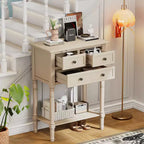 Table console étroite rétro Okak 23,7 po, table d'entrée avec trois tiroirs de rangement et étagère inférieure, table de couloir pour salon, entrée