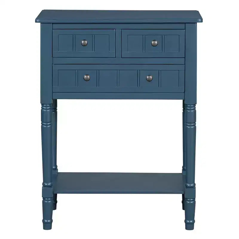 Table console étroite rétro Okak 23,7 po, table d'entrée avec trois tiroirs de rangement et étagère inférieure, table de couloir pour salon, entrée