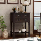 Table console étroite rétro Okak 23,7 po, table d'entrée avec trois tiroirs de rangement et étagère inférieure, table de couloir pour salon, entrée