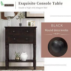 Table console étroite rétro Okak 23,7 po, table d'entrée avec trois tiroirs de rangement et étagère inférieure, table de couloir pour salon, entrée