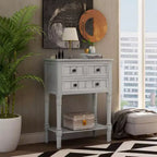 Table console étroite rétro Okak 23,7 po, table d'entrée avec trois tiroirs de rangement et étagère inférieure, table de couloir pour salon, entrée