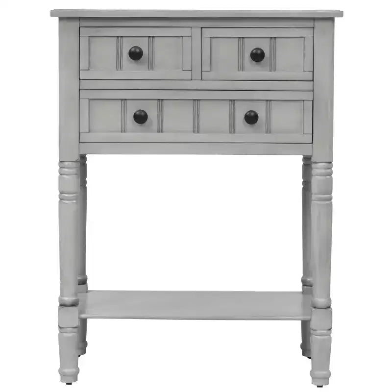 Table console étroite rétro Okak 23,7 po, table d'entrée avec trois tiroirs de rangement et étagère inférieure, table de couloir pour salon, entrée