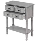 Table console étroite rétro Okak 23,7 po, table d'entrée avec trois tiroirs de rangement et étagère inférieure, table de couloir pour salon, entrée