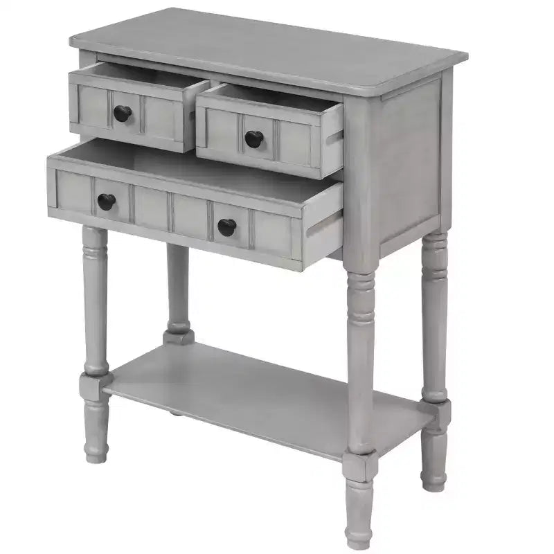 Table console étroite rétro Okak 23,7 po, table d'entrée avec trois tiroirs de rangement et étagère inférieure, table de couloir pour salon, entrée