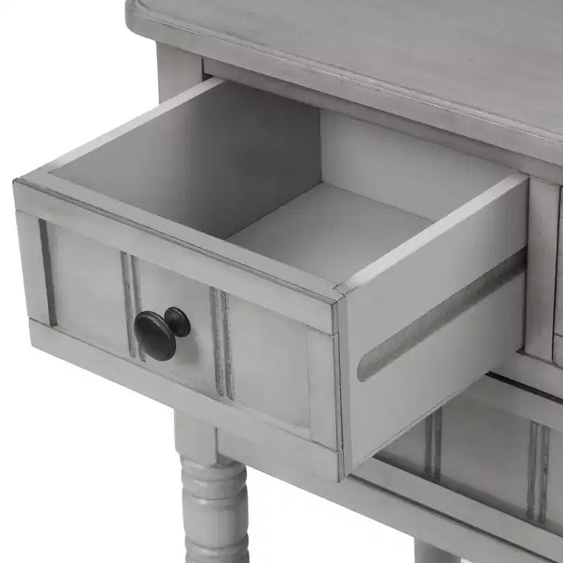 Table console étroite rétro Okak 23,7 po, table d'entrée avec trois tiroirs de rangement et étagère inférieure, table de couloir pour salon, entrée