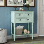 Table console étroite rétro Okak 23,7 po, table d'entrée avec trois tiroirs de rangement et étagère inférieure, table de couloir pour salon, entrée