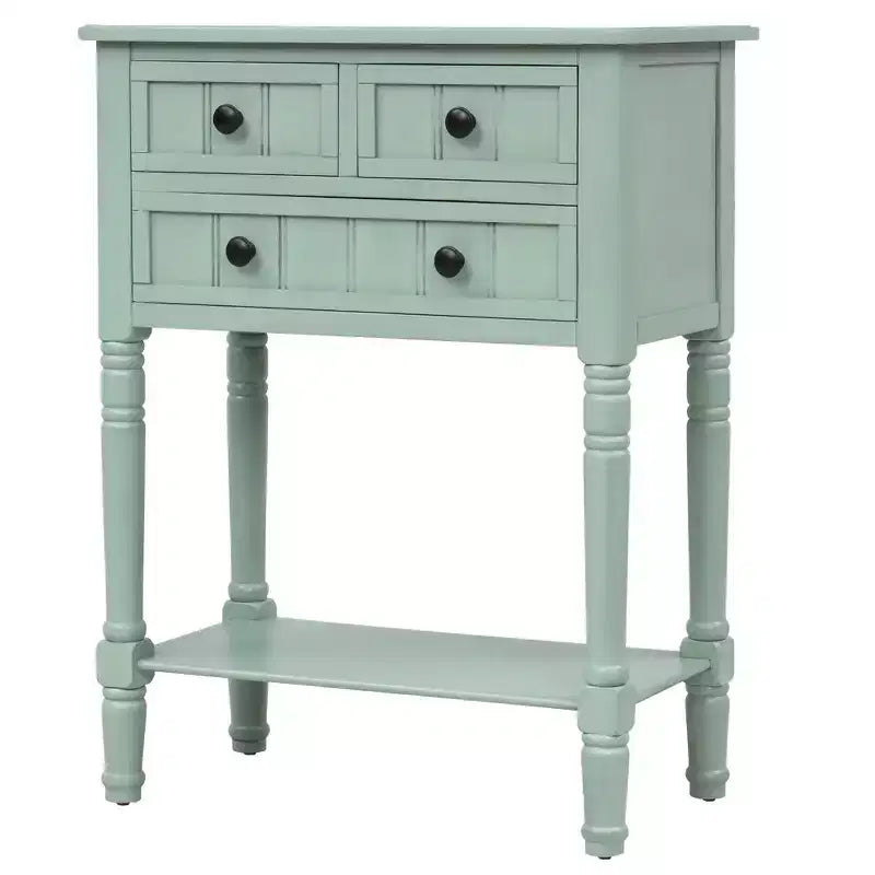 Table console étroite rétro Okak 23,7 po, table d'entrée avec trois tiroirs de rangement et étagère inférieure, table de couloir pour salon, entrée