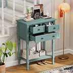 Table console étroite rétro Okak 23,7 po, table d'entrée avec trois tiroirs de rangement et étagère inférieure, table de couloir pour salon, entrée