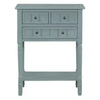 Table console étroite rétro Okak 23,7 po, table d'entrée avec trois tiroirs de rangement et étagère inférieure, table de couloir pour salon, entrée