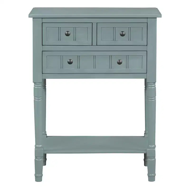 Table console étroite rétro Okak 23,7 po, table d'entrée avec trois tiroirs de rangement et étagère inférieure, table de couloir pour salon, entrée