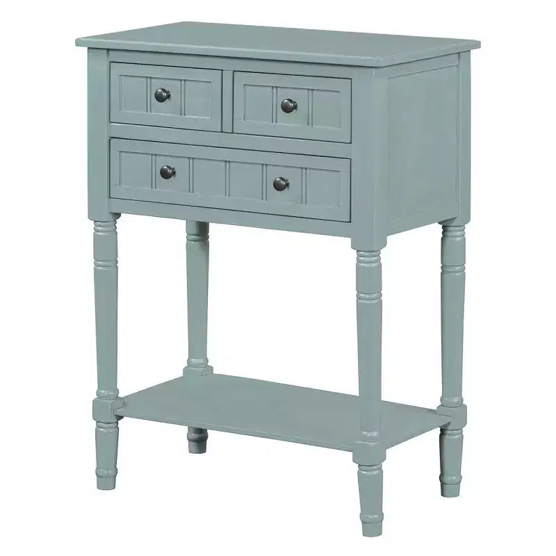Table console étroite rétro Okak 23,7 po, table d'entrée avec trois tiroirs de rangement et étagère inférieure, table de couloir pour salon, entrée