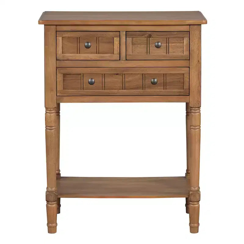 Table console étroite rétro Okak 23,7 po, table d'entrée avec trois tiroirs de rangement et étagère inférieure, table de couloir pour salon, entrée