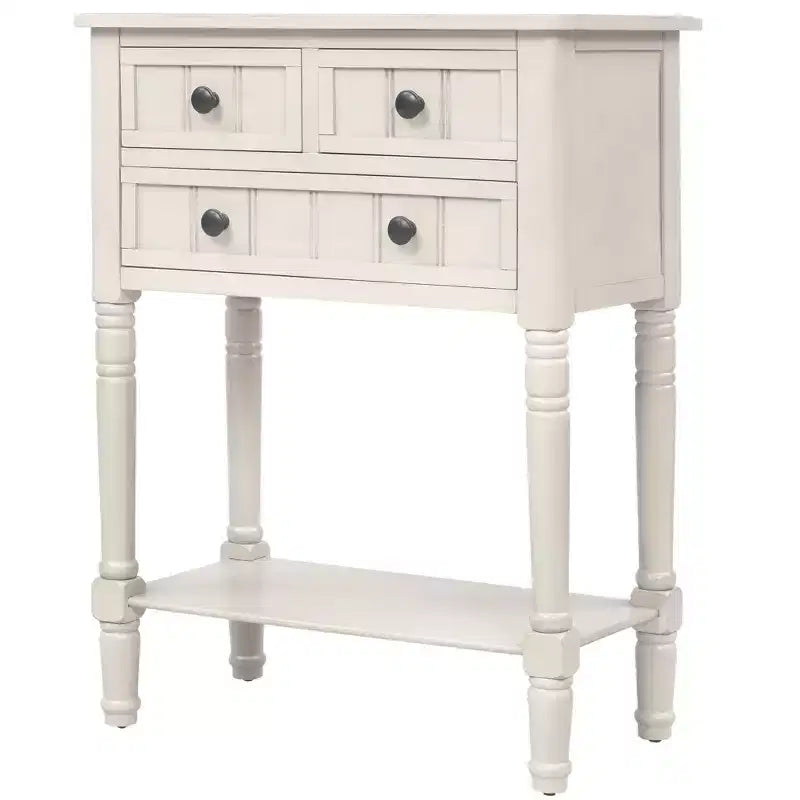 Table console étroite rétro Okak 23,7 po, table d'entrée avec trois tiroirs de rangement et étagère inférieure, table de couloir pour salon, entrée