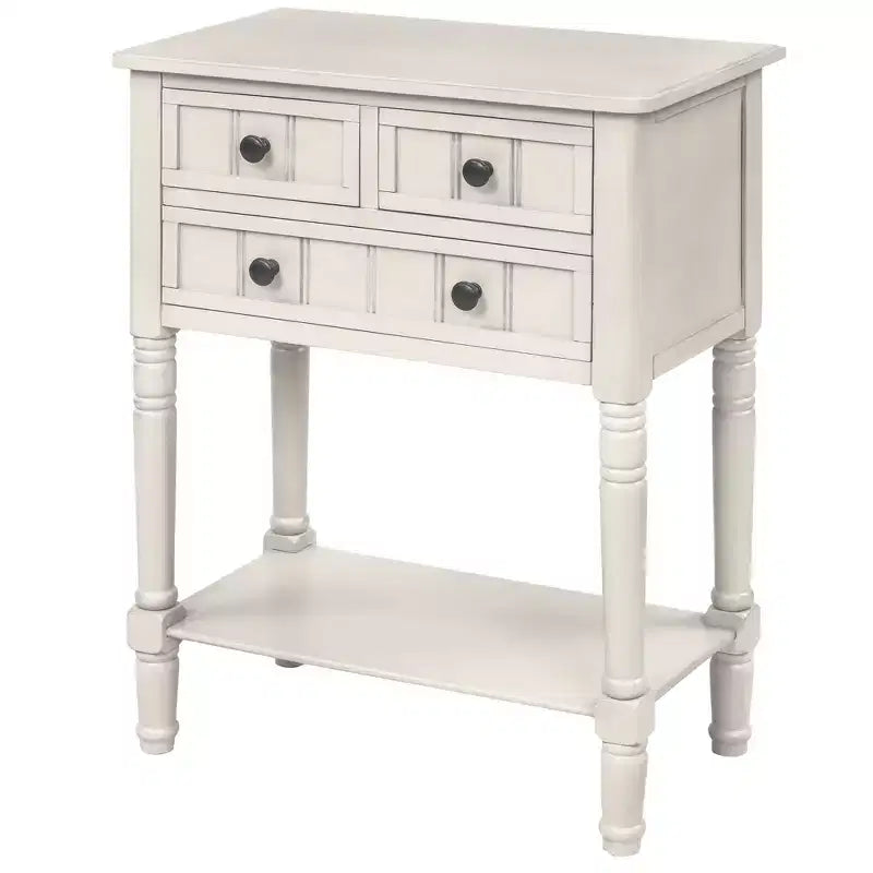 Table console étroite rétro Okak 23,7 po, table d'entrée avec trois tiroirs de rangement et étagère inférieure, table de couloir pour salon, entrée