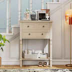 Table console étroite rétro Okak 23,7 po, table d'entrée avec trois tiroirs de rangement et étagère inférieure, table de couloir pour salon, entrée