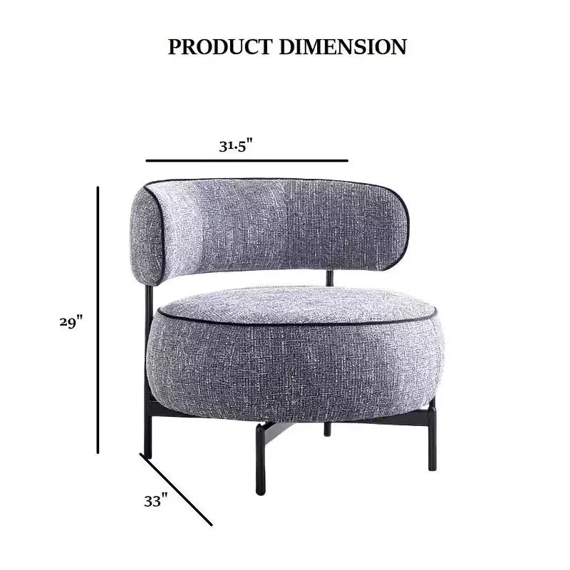 Fauteuils ronds simples et mignons Okak avec dossier incurvé, fauteuil d'appoint de lecture et de loisirs de style contemporain pour chambre à coucher, salon