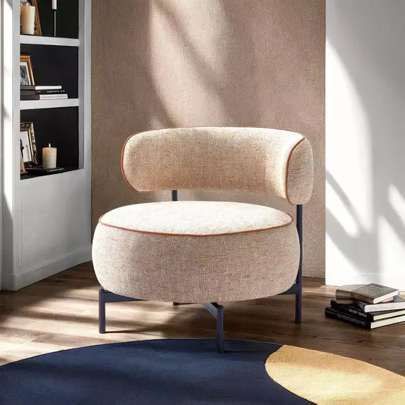 Fauteuils ronds simples et mignons Okak avec dossier incurvé, fauteuil d'appoint de lecture et de loisirs de style contemporain pour chambre à coucher, salon