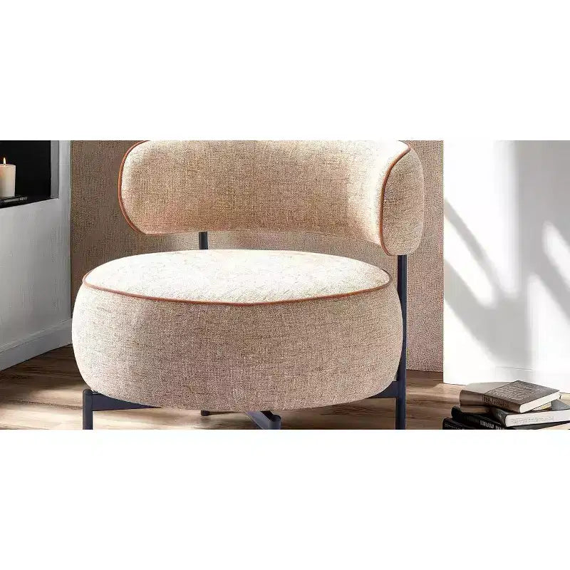 Fauteuils ronds simples et mignons Okak avec dossier incurvé, fauteuil d'appoint de lecture et de loisirs de style contemporain pour chambre à coucher, salon