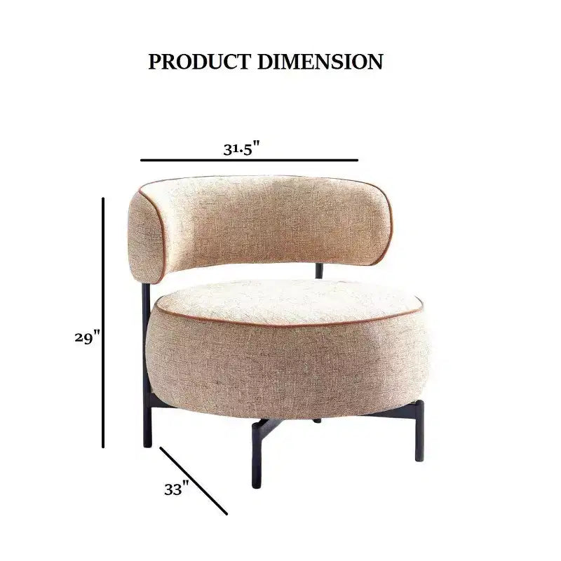Fauteuils ronds simples et mignons Okak avec dossier incurvé, fauteuil d'appoint de lecture et de loisirs de style contemporain pour chambre à coucher, salon