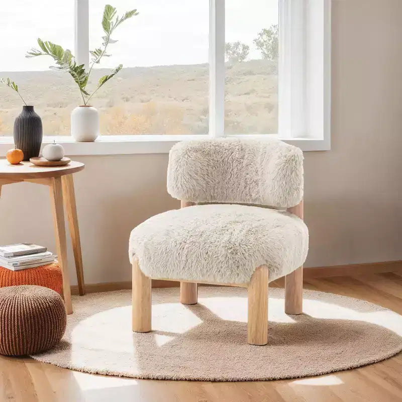 Fauteuils ronds simples et mignons Okak avec dossier incurvé, fauteuil d'appoint de lecture et de loisirs de style contemporain pour chambre à coucher, salon