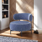 Fauteuils ronds simples et mignons Okak avec dossier incurvé, fauteuil d'appoint de lecture et de loisirs de style contemporain pour chambre à coucher, salon