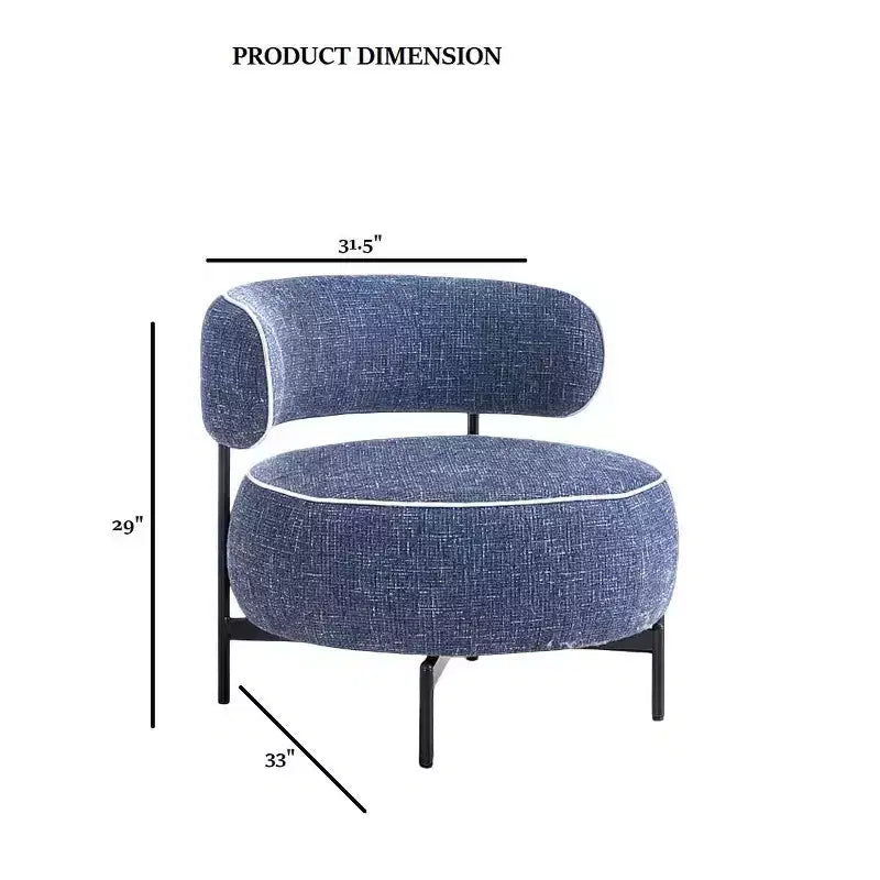 Fauteuils ronds simples et mignons Okak avec dossier incurvé, fauteuil d'appoint de lecture et de loisirs de style contemporain pour chambre à coucher, salon