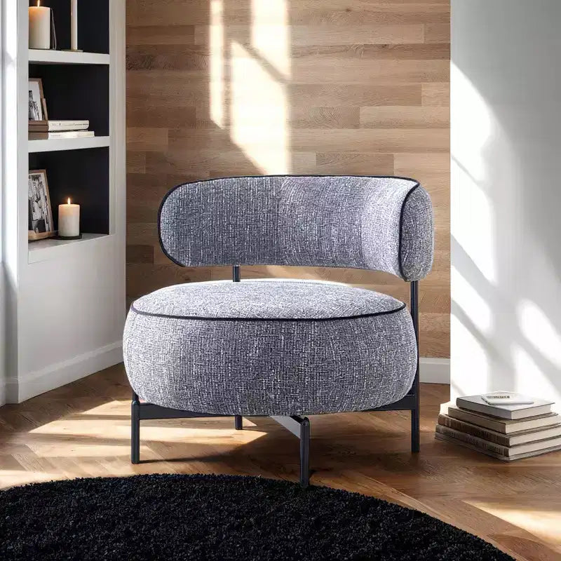 Fauteuils ronds simples et mignons Okak avec dossier incurvé, fauteuil d'appoint de lecture et de loisirs de style contemporain pour chambre à coucher, salon