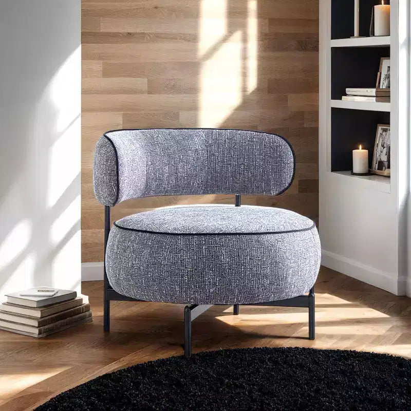 Fauteuils ronds simples et mignons Okak avec dossier incurvé, fauteuil d'appoint de lecture et de loisirs de style contemporain pour chambre à coucher, salon