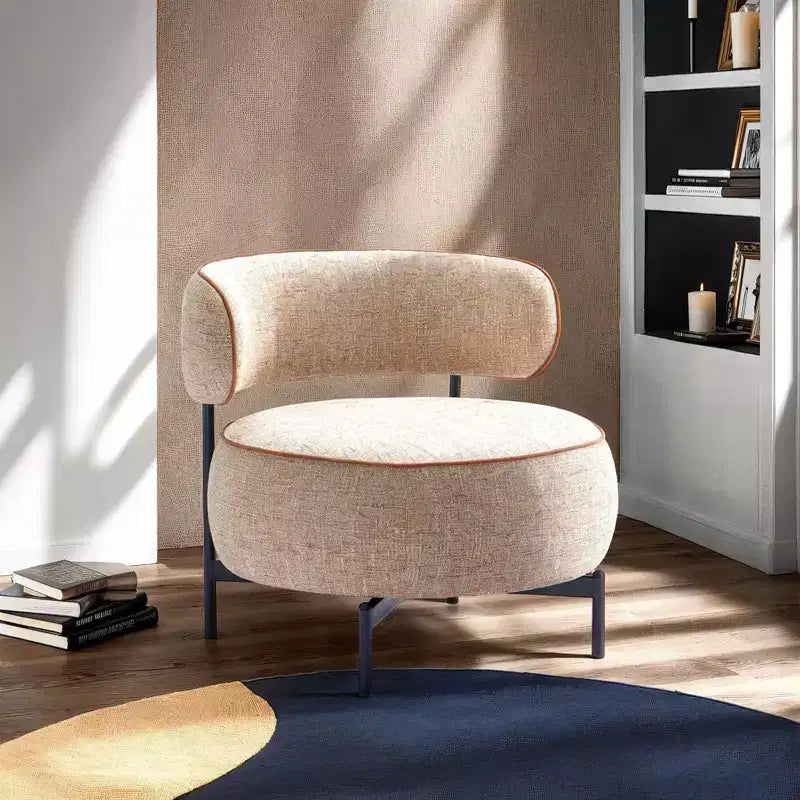 Fauteuils ronds simples et mignons Okak avec dossier incurvé, fauteuil d'appoint de lecture et de loisirs de style contemporain pour chambre à coucher, salon