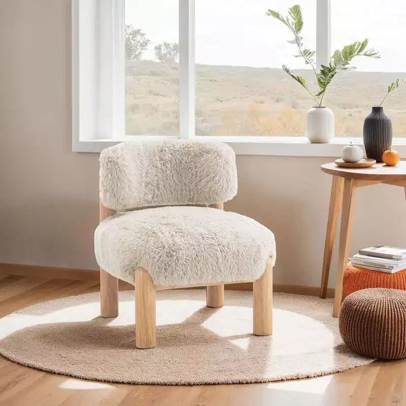 Fauteuils ronds simples et mignons Okak avec dossier incurvé, fauteuil d'appoint de lecture et de loisirs de style contemporain pour chambre à coucher, salon