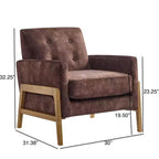 Fauteuil rembourré Okak moderne et élégant à dossier capitonné avec cadre en bois massif, chaise de lecture et de détente pour salons, zones de relaxation