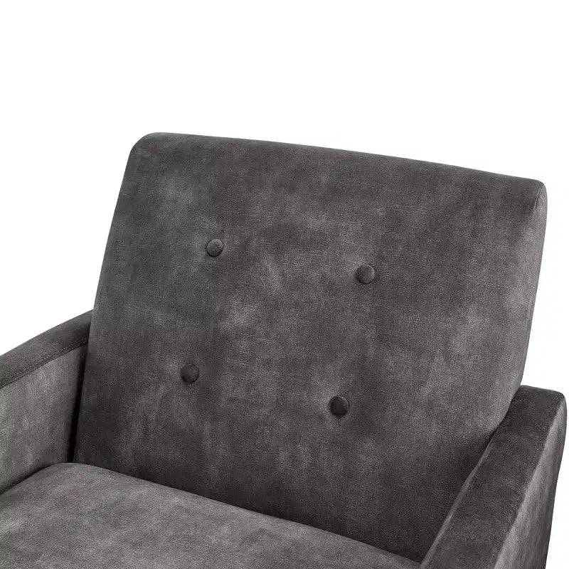Fauteuil rembourré Okak moderne et élégant à dossier capitonné avec cadre en bois massif, chaise de lecture et de détente pour salons, zones de relaxation